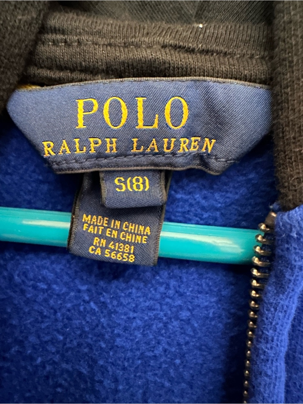 Polo by Ralph Lauren Royal Blue Zip Hoodie with White Polo Logo - Picture 2 of 3